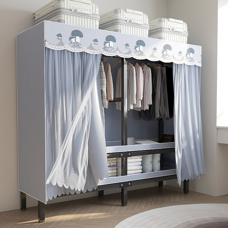 简易衣柜出租房家用卧室结实耐用免安装可折叠组装纱帘衣橱,住宅家具,简易衣柜,淘宝优惠券,粉丝福利购,淘宝优惠卷