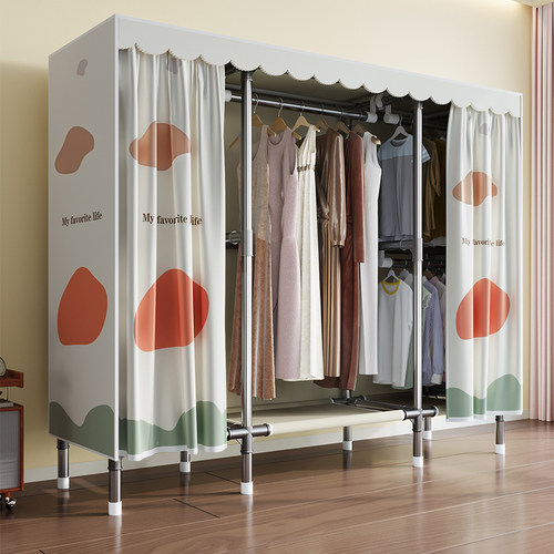 全钢架简约现代全挂衣布衣柜