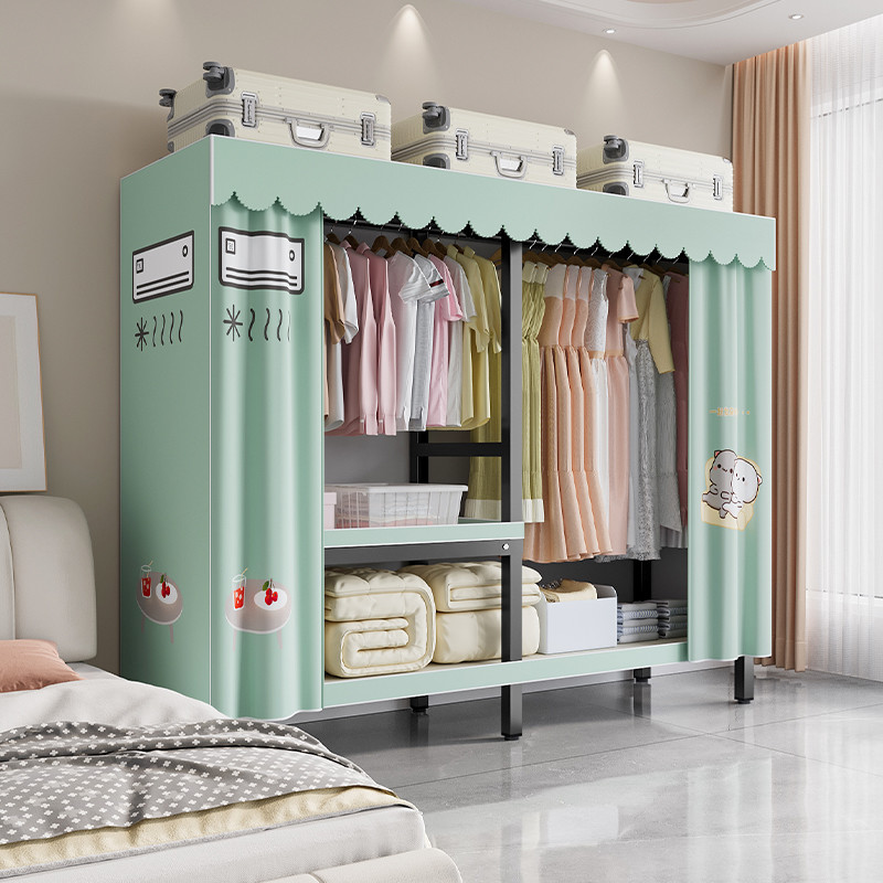2024新款爆款衣柜卧室家用简易衣柜出租房用布衣柜加厚加粗全钢架