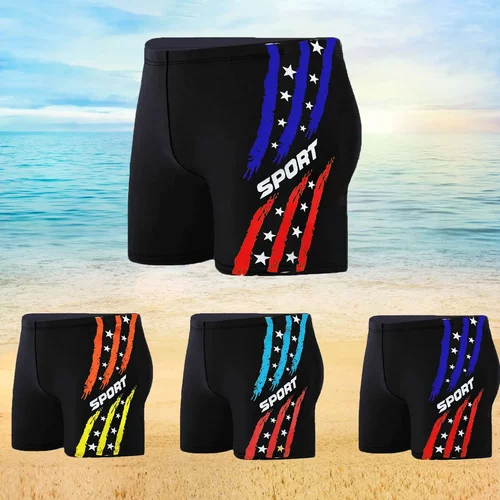 夏季新款泳裤男锦纶成人平角图案时尚游泳裤男士泳衣沙滩温泉