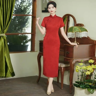 改良小个子显高新中式 2025高考送考妈妈年轻款 新款 红色旗袍女春季