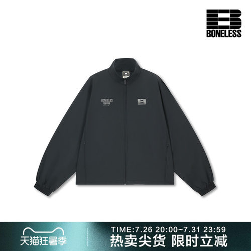 【云端触感】BONELESS刺绣宽松立领薄夹克休闲外套抽绳运动上衣潮