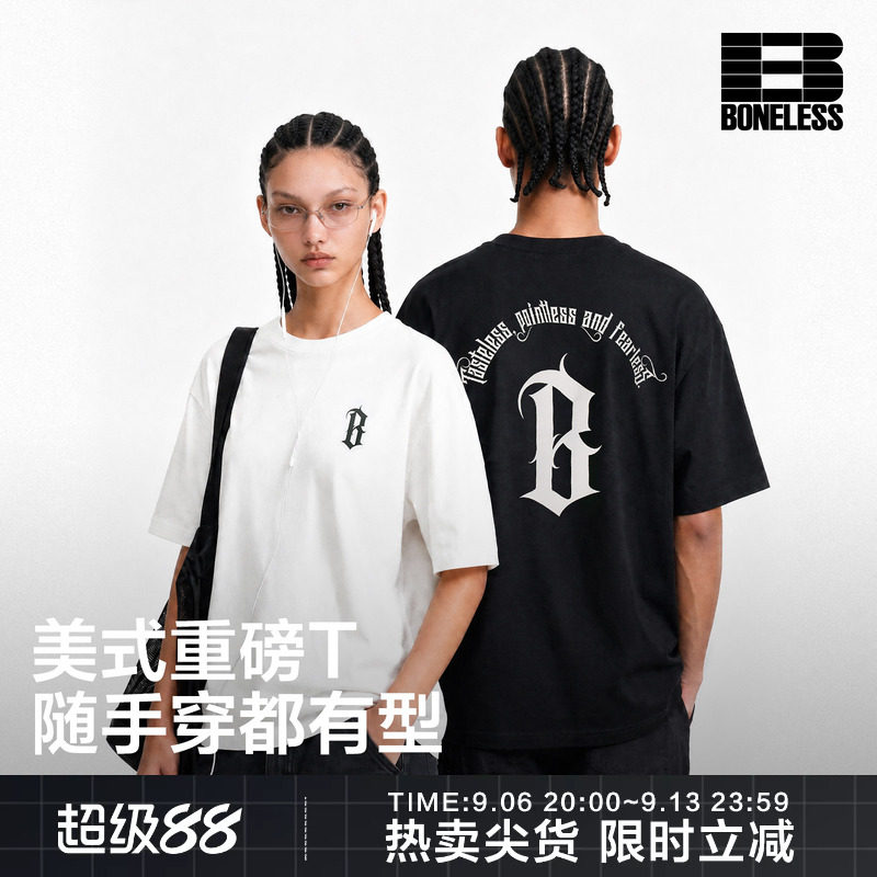 BONELESS短袖美式T恤上衣										