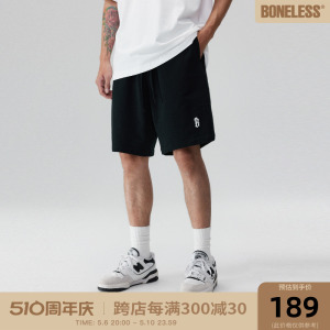 BONELESS基础logo字体运动短裤美式高街夏季休闲五分休闲卫裤潮