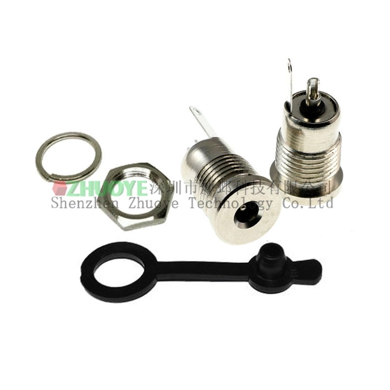 金属dc电源插座 DC099 5.5*2.1/2.5MM 锌合金大电流耐高温 防水帽
