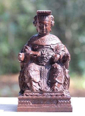 越南沉香木木雕摆件妈祖实木雕刻家居保平安工艺品海上圣母娘娘