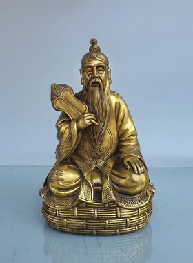 厂家直售黄铜太上老君家居客厅摆件黄铜道观铜像供奉摆设工艺品