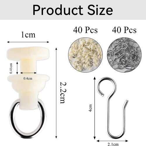 工字滑轮40+S13挂钩40， 窗帘轨道PVC走珠配件 静音滑轮