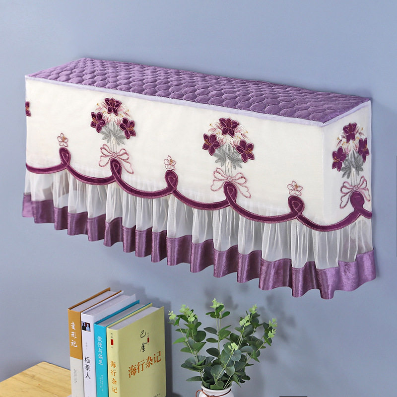 2022新款挂机罩挂式空调罩空调套防尘罩开机不取百合花中式简约套