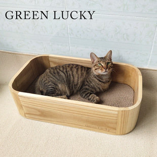 内芯可替换可多面反复使用GL-003椭圆瓦楞纸实木猫抓板