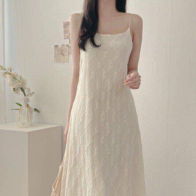 韩国chic气质2026年夏装新款法式温柔风蕾丝吊带连衣裙中长款裙子
