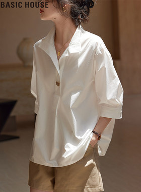 Basic House/百家好法式防晒衬衫薄款轻奢高级感女夏季设计感衬衣