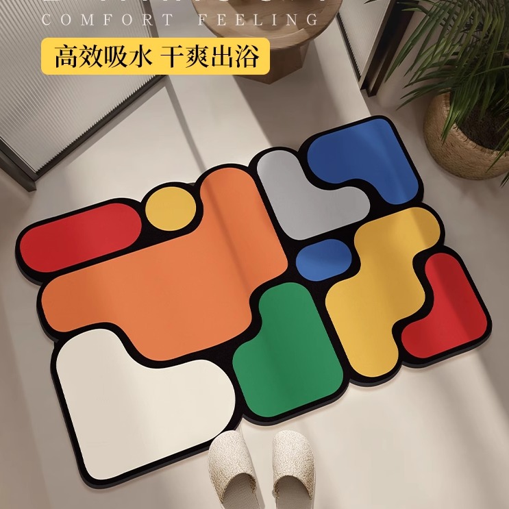 卫生间浴室防滑垫家用拼图地垫硅藻泥吸水速干垫子厕所门口脚垫