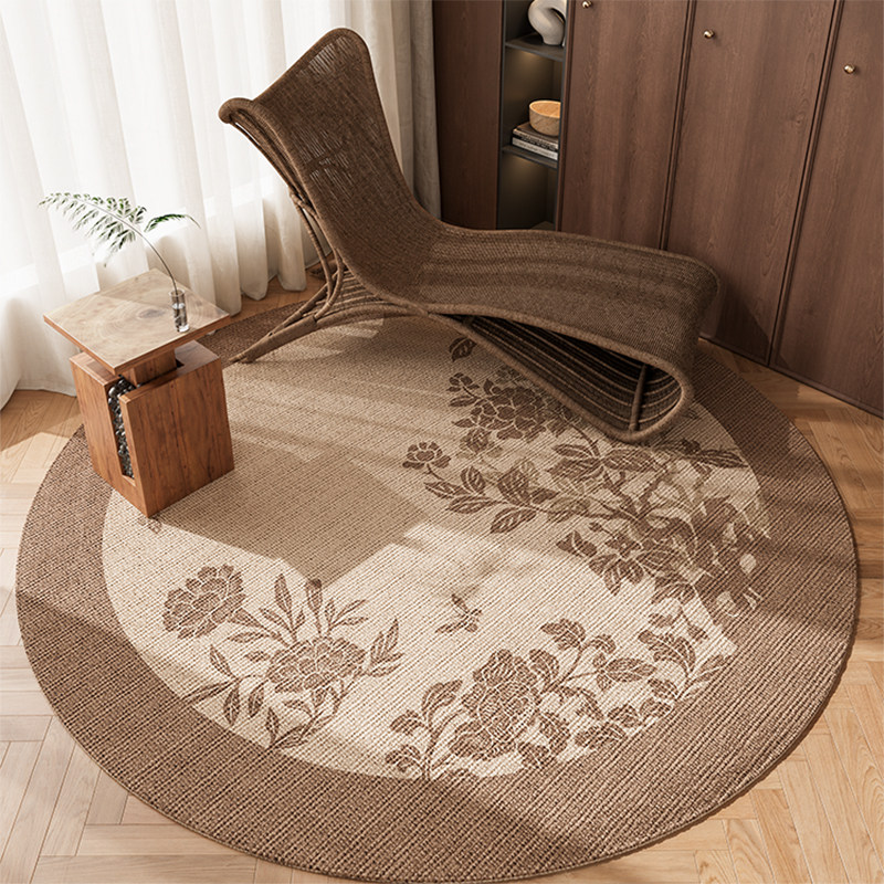 中式圆形书房转椅地毯防滑耐磨地板保护垫子办公电脑椅卧室地垫子
