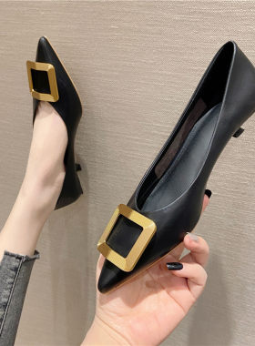 矮跟职业工作鞋女3CM软底单鞋女
