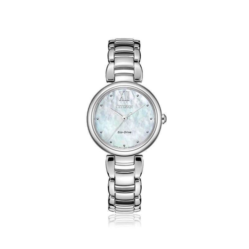 西铁城Hebe同款光动能花语风吟贝母盘钢带手表女表EM0530-81D礼物