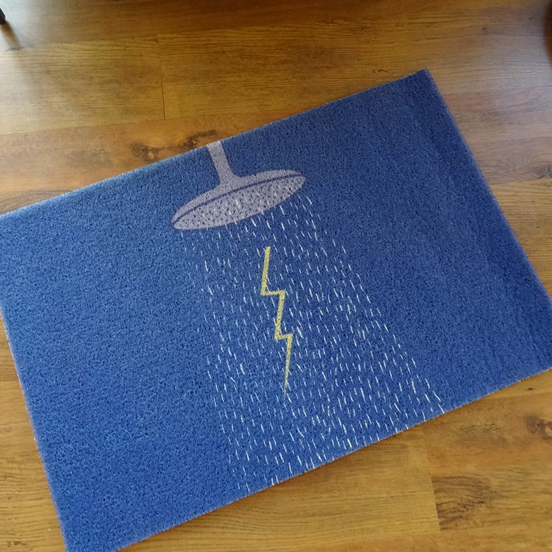 TRIPPY原创 淋浴喷头 下雨雷电 D浴室卫生间地垫 防水除尘丝圈地