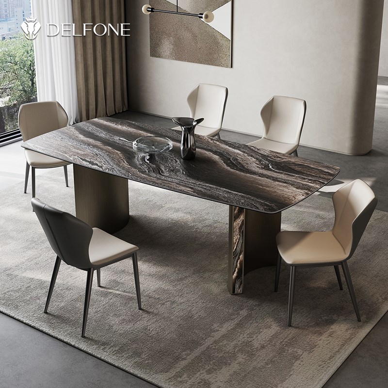 德利丰岩板d餐桌椅2024新款高端意式轻奢大平层客厅家用长方形饭