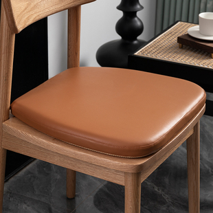 马蹄形餐桌椅坐垫高档皮革纯色防滑绑带椅子凳子记忆棉软垫子座垫