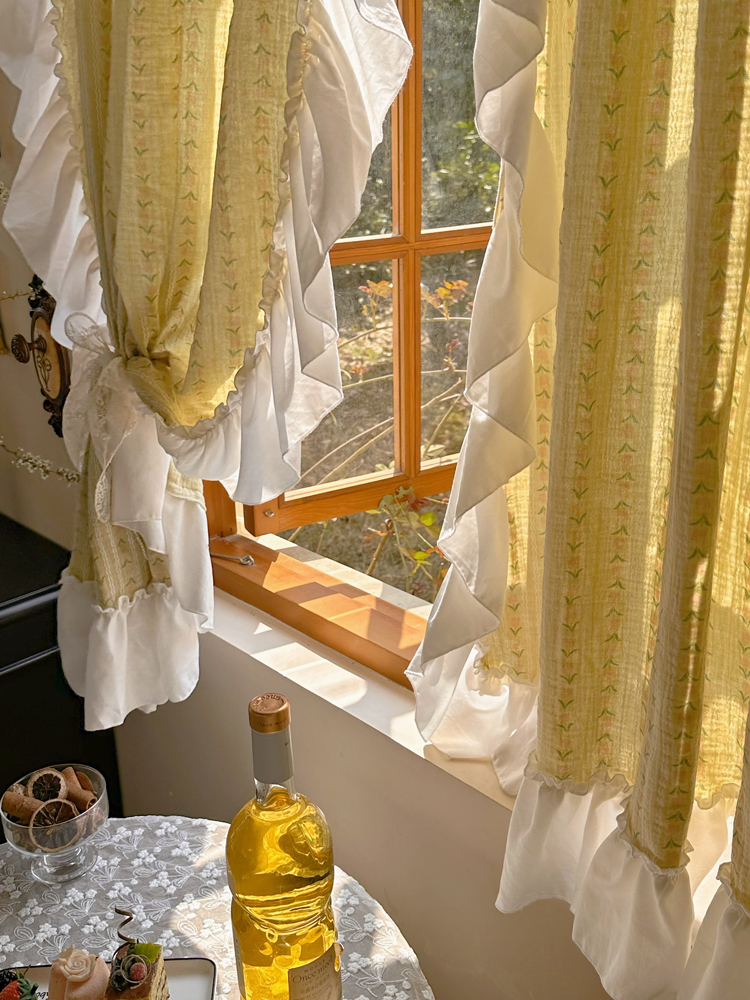 透光不透人棉纱隔断田园风窗帘