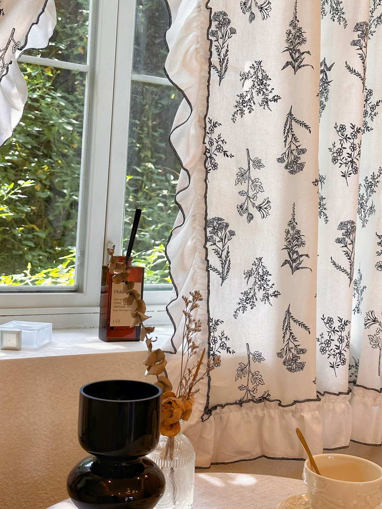 半遮光棉麻法式宫廷风窗帘