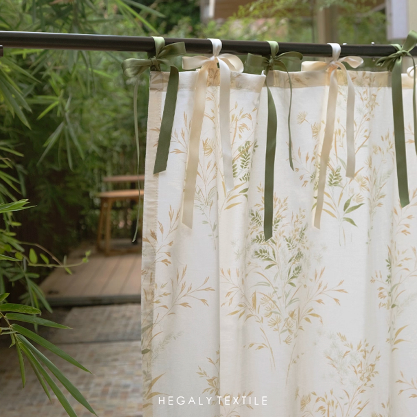 如风在野系带款印花门帘田园风