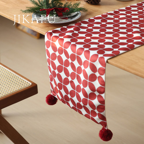 新年红双层桌旗盖布高级感