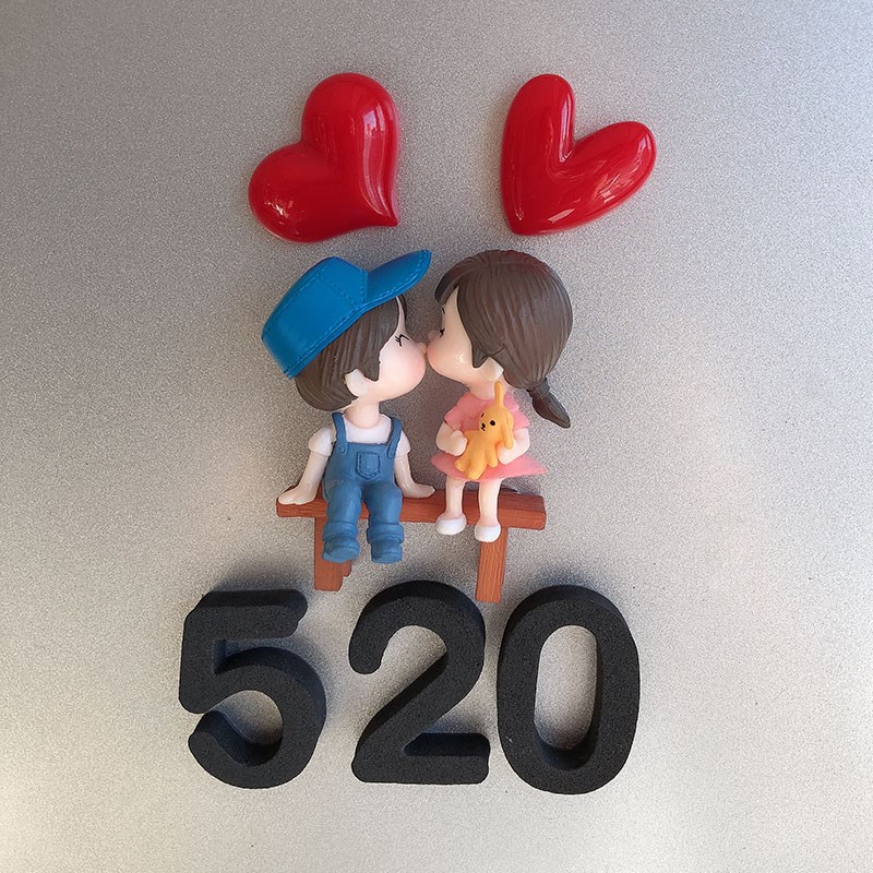 3d新婚婚礼磁铁冰箱结婚冰箱贴纸装饰贴画结婚可爱卡通婚庆情侣款