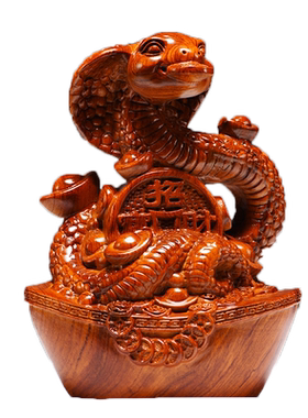 花梨木雕十二生肖蛇摆件动物实木雕刻家居客厅办公装饰红木工艺品