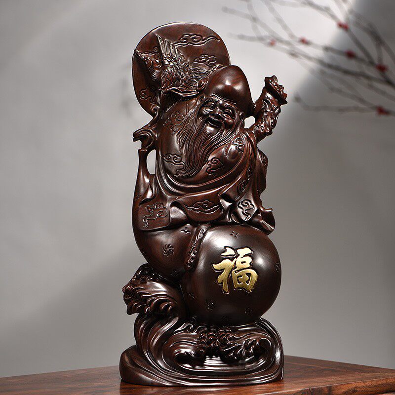 黑檀木雕老寿星公寿翁摆件红木家居装饰品生日祝寿贺寿礼品工艺品