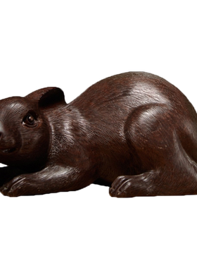 黑檀木十二生肖雕刻礼品兔子摆件