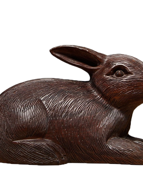 黑檀木动物生肖家居客厅兔子摆件