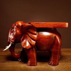 木雕摆件家居客厅工艺品大象凳子