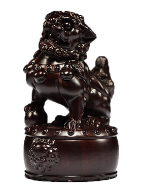 黑檀木雕狮子摆件实木一对大号宫门狮家居客厅玄关装饰红木工艺品