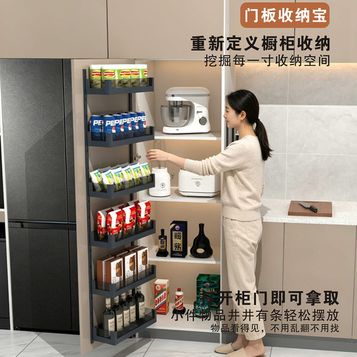 橱柜门板挂篮多层零食收纳置物架
