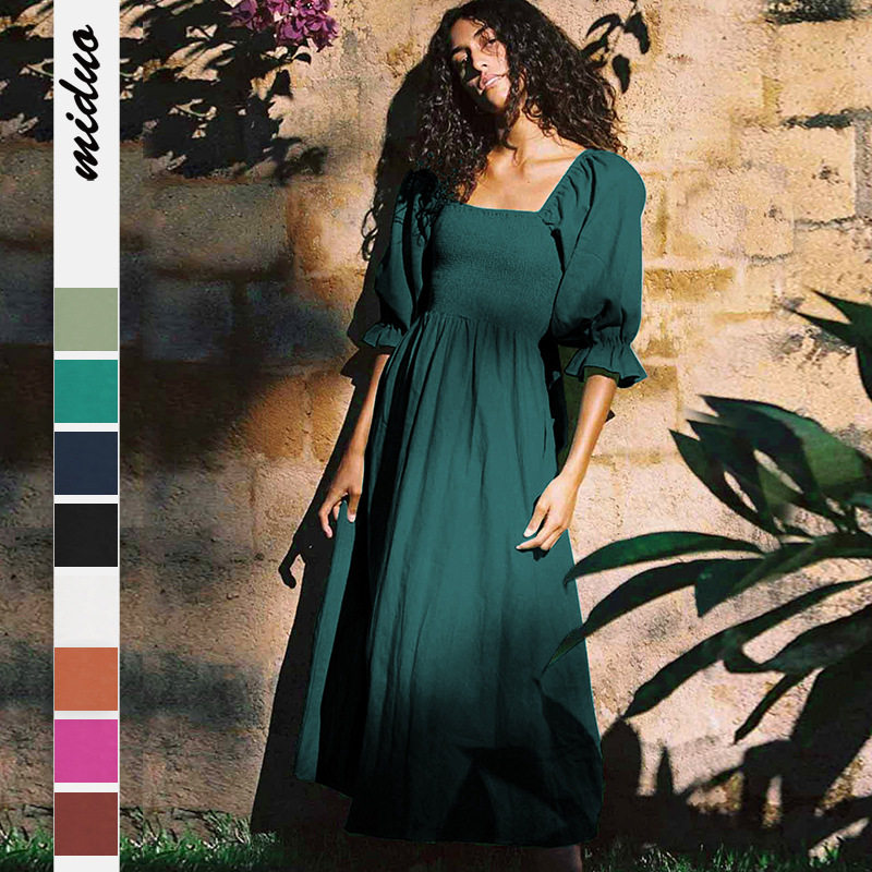 高级感纯色法式荷叶边高腰