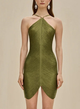 欧美新款时尚流苏性感挂脖露背连衣裙Sexy backless tassel dress