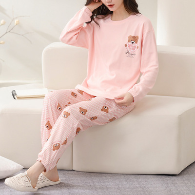 芬腾纯棉女睡衣春秋套装