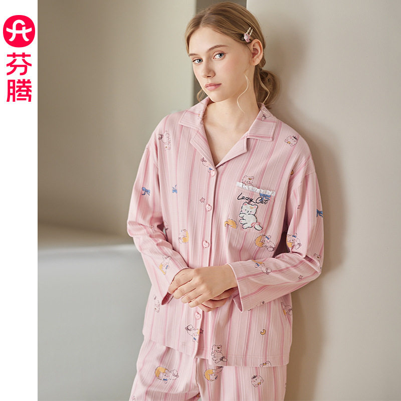 芬腾睡眠棉睡衣女春秋季纯棉长袖图片