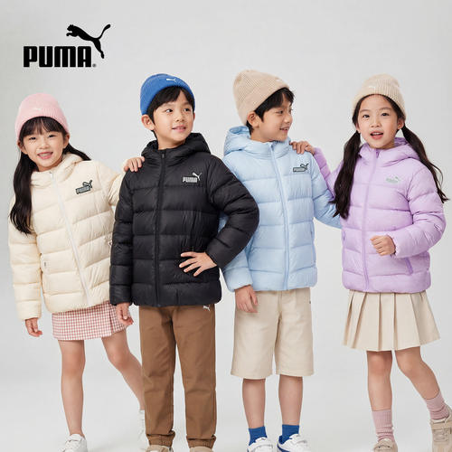 PUMA彪马轻薄羽绒服新款冬季男女保暖外套短款白色小个子连帽面包