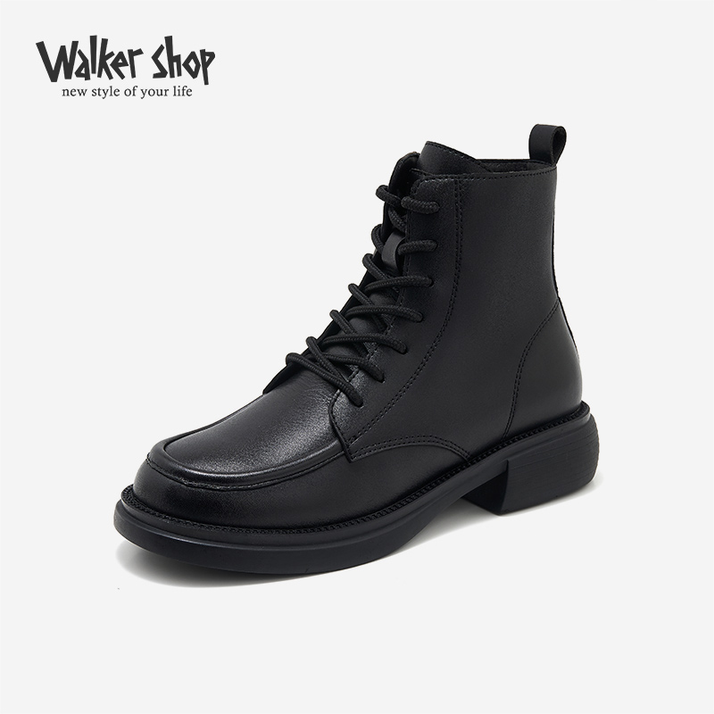 Walker Shop女鞋秋冬季靴子马丁靴女款2025新款时尚百搭机车短靴