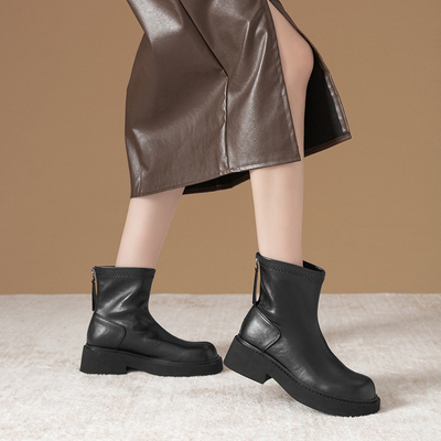 Walker Shop2025秋冬季新款复古百搭透气拼接一脚蹬厚底板鞋女鞋