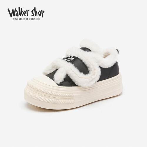 WalkerShop加绒厚底小白鞋女