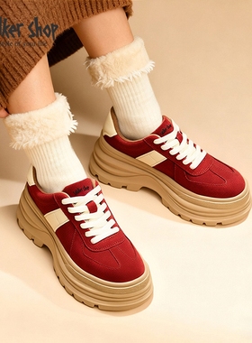 Walker Shop2025秋冬季新款复古百搭透气拼接一脚蹬厚底板鞋女鞋