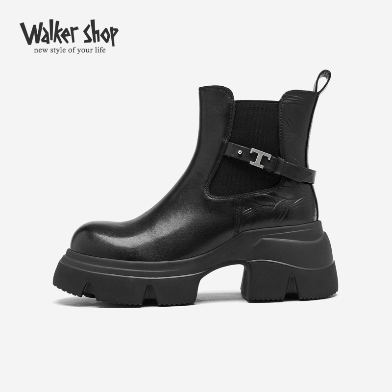 奥卡索复古英伦风厚底切尔西靴