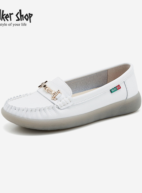 Walker Shop豆豆鞋女鞋软底2025年春季一脚蹬休闲乐福鞋百搭单鞋