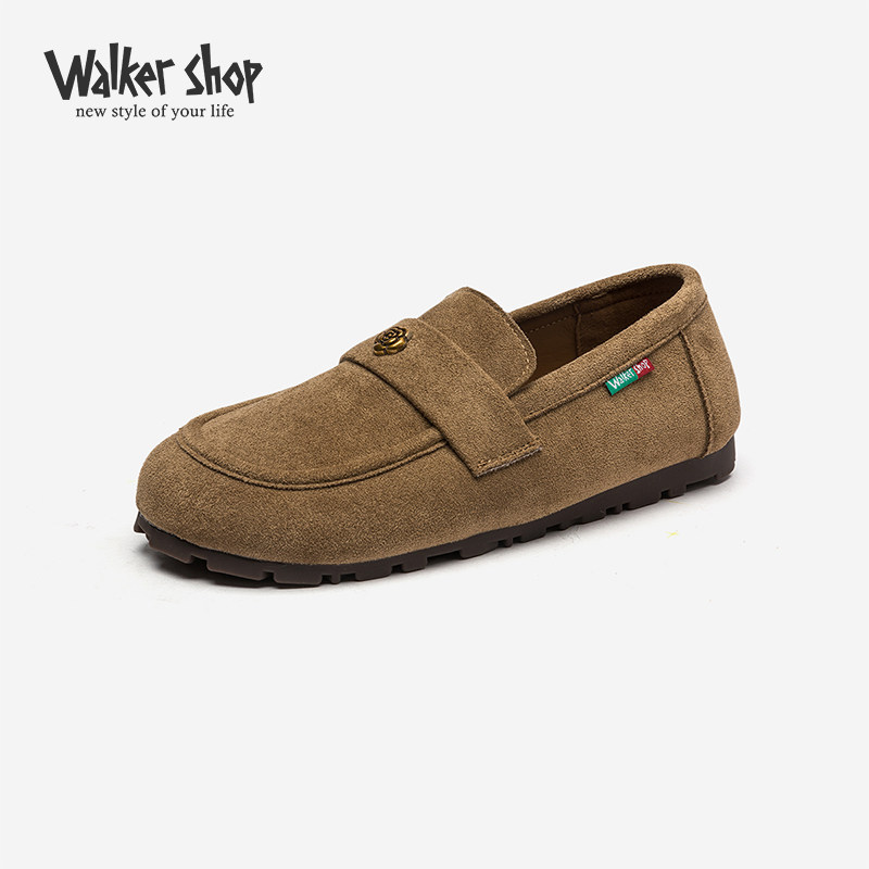 Walker Shop单鞋女2025春新款英伦风乐福鞋复古软底一脚蹬豆豆鞋,女鞋,乐福鞋（豆豆鞋）,淘宝优惠券,粉丝福利购,淘宝优惠卷