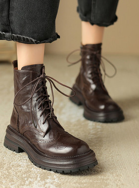 Walker Shop高帮鞋女鞋2025冬季新品时尚休闲皮鞋百搭舒适保暖鞋