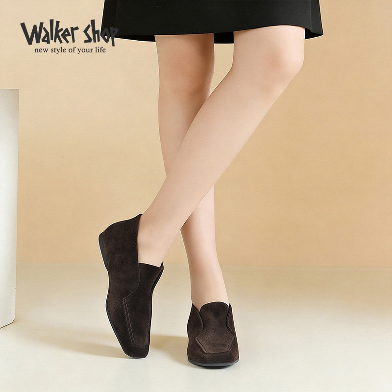 2026春休闲风圆头深口单鞋女平底真皮磨砂一脚蹬百搭乐福鞋深棕色,女鞋,深口单鞋,淘宝优惠券,粉丝福利购,淘宝优惠卷