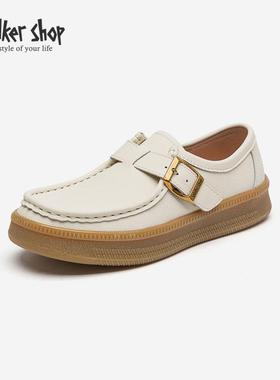 Walker Shop乐福鞋女2025春季新款舒适英伦风复古小皮鞋厚底单鞋